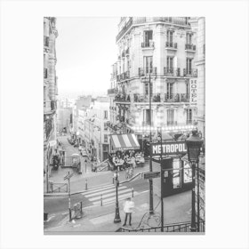 Paris Montmatre Black And White Canvas Print