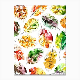 Autumn Leaves Ink And Watercolor Painting Canvas Print