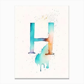 H, Letter, Alphabet Minimalist Watercolour 2 Canvas Print