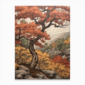 Black Cherry 1 Vintage Autumn Tree Print  Canvas Print