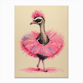 Ostrich In Pink Tutu Canvas Print