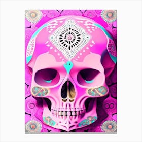 Skull With Mandala Patterns Pink Paul Klee Canvas Print