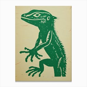 Forest Green Skinks Lizard Bold Block Colour 4 Canvas Print