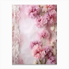 Pink Carnations On Lace Canvas Print