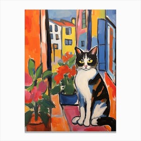 Painting Of A Cat In Cortona Italy 2 Canvas Print