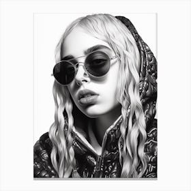 Billie Eilish B&W Fashion Portrait 3 Canvas Print