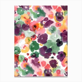 Abstract Watercolor Flowers Spicy Canvas Print