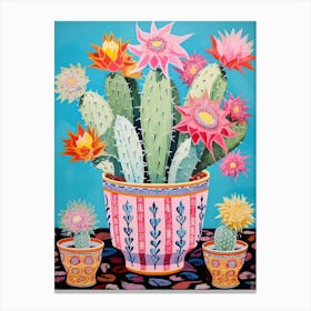 Cactus Painting Maximalist Still Life Crown Of Thorns Cactus Canvas Print