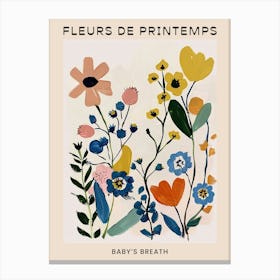 Spring Floral French Poster  Babys Breath 1 Canvas Print