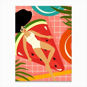 Relaxing In The Water Melon Canvas Print