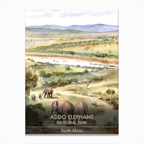 Addo Elephant National Park South Africa Watercolour 1 Canvas Print