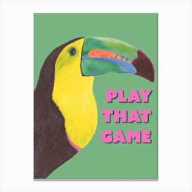 Toucan Play That Game In Green Canvas Print