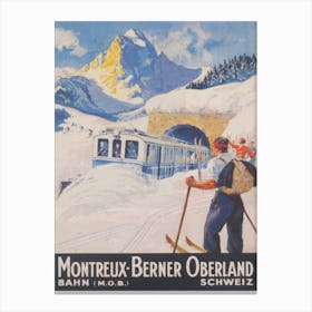 Montreux-Berner Oberland Switzerland Vintage Ski Poster Canvas Print