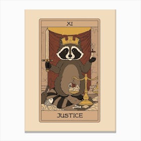 Justice Raccoons Tarot Canvas Print