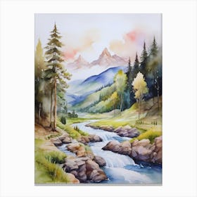 mountain forest landscape.sun Canvas Print