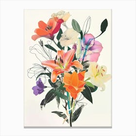 Lily 2 Collage Flower Bouquet Canvas Print
