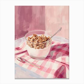 Pink Breakfast Food Granola Bowl 3 Canvas Print