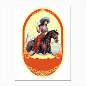 1950w Vintage Cowgirl Label 1 Canvas Print