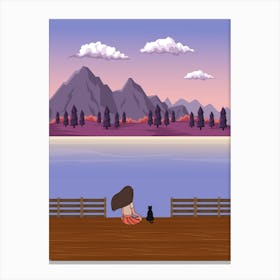 Girl Sitting On The Dock Canvas Print