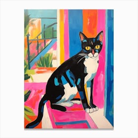 Painting Of A Cat In Ibiza Spain 1 Canvas Print