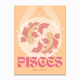 Orange Zodiac Pisces Canvas Print