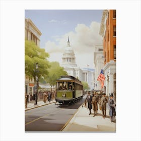 Trolley Car In Washington Dc Canvas Print