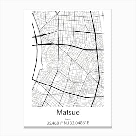 Matsue,Japan Minimalist Map Stampe su tela