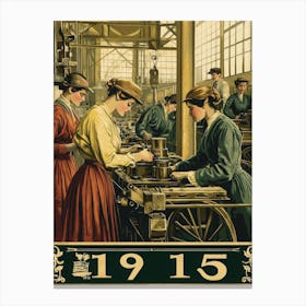 Aihrgdesign A Vintage Poster Showing Women Working In Factori 1190277c E88e 4d2a 80ce 7416de5c8e8f 0 Canvas Print