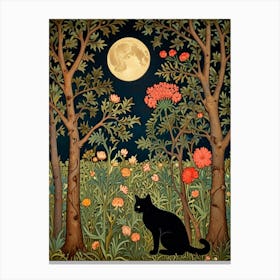 William Morris Cat In The Moonlight 13 Canvas Print