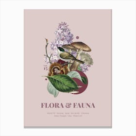 Flora & Fauna with Marsh Tit Canvas Print