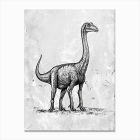 Corythosaurus Dinosaur Black Ink & Sepia Illustration 2 Canvas Print