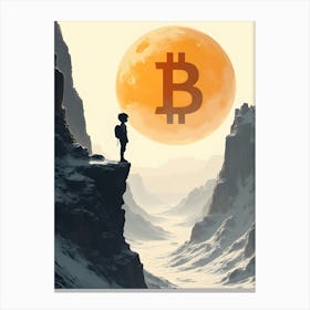 Moon And Bitcoin Canvas Print