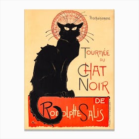 Prochainement Black Cat Vintage Poster - Tournée Chat Noir Du Rudolptte Salis - Famous Victorian Art Deco Remastered HD Canvas Print