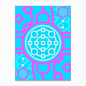 Geometric Glyph in White and Bubblegum Pink and Candy Blue n.0023 Canvas Print