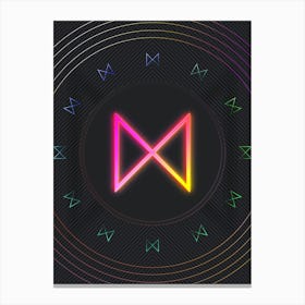 Neon Geometric Glyph in Pink and Yellow Circle Array on Black n.0330 Canvas Print