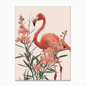 Jamess Flamingo And Oleander Minimalist Illustration 2 Canvas Print
