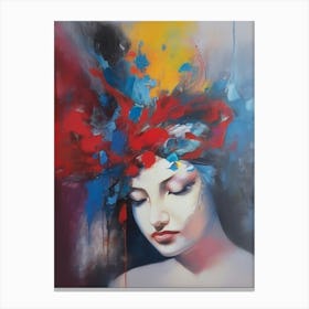 Woman With Colorful Head Canvas Print