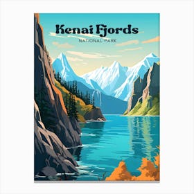 Kenai Fjords National Park Alaska Lakeview Modern Travel Art Canvas Print