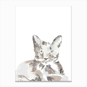 Cat Portrait White Canvas Print