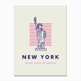 Navy And Pink Minimalistic Line New York Canvas Print