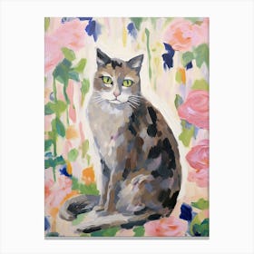 A Scottish Fold Blue Cat Painting, Impressionist Painting 2 Canvas Print
