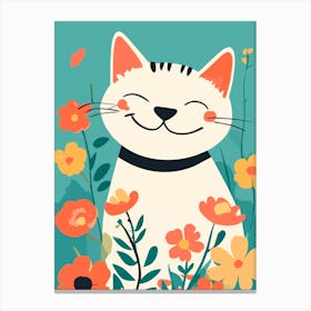 Cat In Flowers 1 Canvas Print