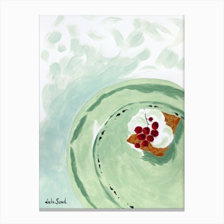 Biscuit With Cream And Red Currant Berries Canvas Print