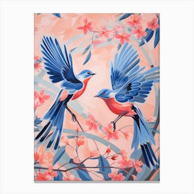 Vintage Japanese Inspired Bird Print Bluebird Canvas Print