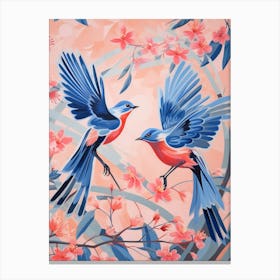 Vintage Japanese Inspired Bird Print Bluebird Toile