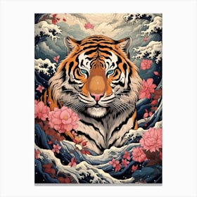 Tiger Animal Drawing In The Style Of Ukiyo E 3 Canvas Print