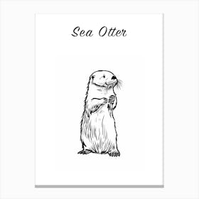 B&W Sea Otter Poster Canvas Print