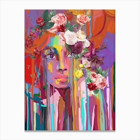 Woman Floral Portrait Canvas Print