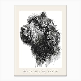 Black Russian Terrier Dog Line Sketch 1 Poster Canvas Print