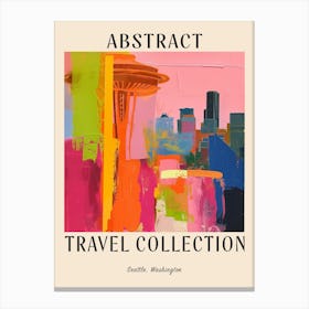 Abstract Travel Collection Poster Seattle Washington 4 Canvas Print